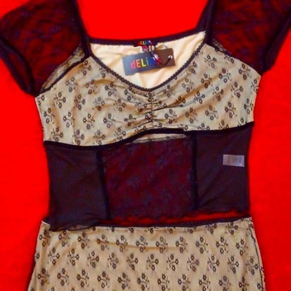 DOLLSKILL Delia's IN BLOOM SKIRT SET GREEN/BLACK - Picture 2 of 16